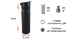 PT-610 SİYAH MATARA 500 ML - Görsel 5